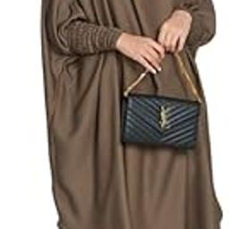 2-Piece Knee-Length Jilbab Set Khimar Style Abaya and Skirt with Chunnat Slevees/Dolman Sleeves Brown Color| Tie Back Burkha Jilbab Khimar Style Abaya-image-52