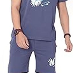 Cotton T-Shirt and Shorts Set for Men,Night Wear for Men,Men's Pyjama Set 115-image-41