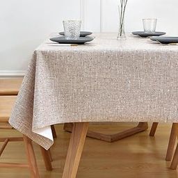Yofori Wipeable Waterproof Tablecloth for Rectangle Table Heavy Duty Vinyl Tablecloths Outdoor PVC Table Cover for Picnic(A-Beige, 54'' x 72'')-image-22