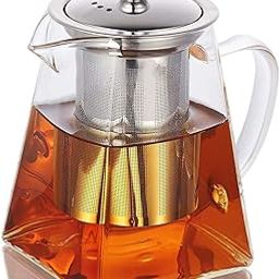 ALEECYN 19.3oz Glass Teapot with Infuser, Borosilicate Glass, 550ML, Clear, Stainless Steel Infuser-image-83