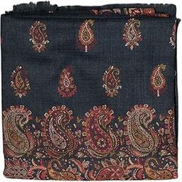 Kani Shawl With Pashmina Wool Blend With Intricate Red And Orange Paisley Design-16