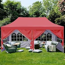 20x10 ft Pop Up Canopy Party, Wedding, Camping Tent Instant Folding Portable Shelter with 6 Removable Side Walls-image-59