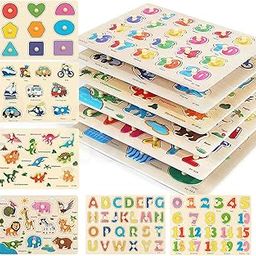 Kidology Wooden Puzzle Board Set for Kids, Montessori Toys For Toddlers, Brain Development toys, With Alphabet, Numbers, Shapes, Animals, Vehicles & Dinosaurs Preschool Puzzle Toy oddlers Age 2-6 Year-image-74