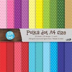 SVM CRAFT® Scrapbook Paper- A4 Size Polka dot Print 20 Design, 20 A4 Print, 250 GSM Thick, Scrapbook Paper Sheet for Decoration, Art, Craft, Gift, Kids, 20 Papers-image-48