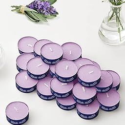 ThinkArtDecor Scented Tealight Candles, Organic Luxury Aroma Upto 4 Hours, Smokeless & Dripless Soy Wax Diya (Pack of 24, English Lavender & Sage)-12