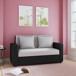 KENDALWOOD Furniture 2 Seater Sofa | Fabric 2 Seater Sofa Set | Sofa for Living Room & Home | Furniture for Office & Hotels | Fabric Color - Black & Grey-image-21