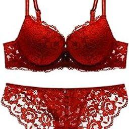 Women's Floral Lace Lingerie Set, Wireless Bra and Panty, Adjustable Straps, Sexy Bridal and Honeymoon Lingerie Set,-image-71