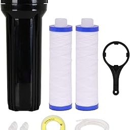 KRPLUS® Domestic RO Pre-Filter Housing for All Ro Water Purifier with 2 Pcs 9 Inch Thread MLT Cartridge, Teaflon, Spanner Key, & 1/4" Elbow, Compatible with All Brand RO and Water Purifiers-24
