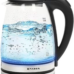 Faber 1.8L Electric Glass Kettle | 1500W | 2mm Borosilicate Glass | Dry Heat Protection | LED Illumination | Detachable Non-Slip Base | 1 Year Warranty | FWK 1.8L GL BK-20