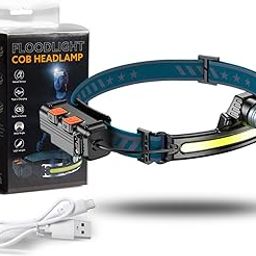 CNASA LED Headlamp Rechargeable, 230Ã‚° Wide Beam Headlamp, Switchable Dual Head Lamp, 6 Modes Motion Sensor, Lightweight Outdoor Waterproof Head Light for Night Running, Fishing, Cycling, Camping-picture-17