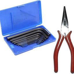 Combo 2 Pcs Nose Plier 6 Inch | 9 Pcs Allen Key Set | Combination Long Nose Cutting | Hex Allen Key Set | Tools Kit-image-75