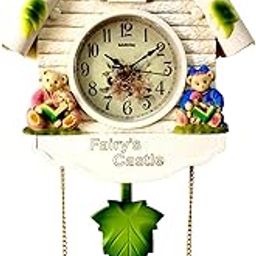 RV Mart Big Size 60 CM Cuckoo Bird Coming Out Wall Clock - Cuchoo Kuku Bird Alarm Bell Music Teddy Clock for Living and Kids Room Home T1-66