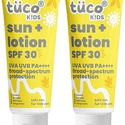 Tuco® Kids 2 in 1 Sunscreen + Body Lotion with SPF 30 | Turmeric, Licorice, Mango Butter | UVA/UVB PA++++ | Broad Spectrum | Benzophenone- 3 and Avobenzone Free | Ages 2-5, 5-10, 10-15 | 100 ml (Pack of 2)-image-97