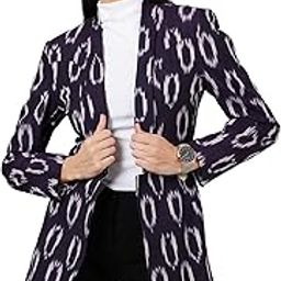 Women's Ikat Purple Cotton Blazer-image-46