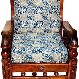 SREE LAKSHMI GARMENTS - Wooden Sofa Zip Cover 3 Seater and 2 Seater Wooden 10 Pcs Set (Blue Long Leaf)-98