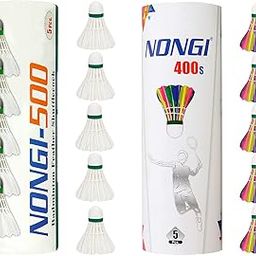 NONGI Combo Shuttle Pack of 10 Shuttlecocks 500 (5 White Feather), 400s(5 Colored Feather) for Outdoor Indoor Badminton Sports-image-19