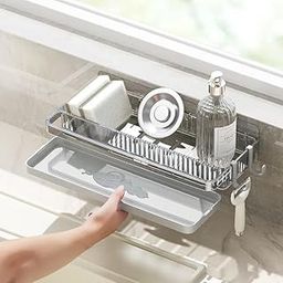 SHALVI Wall Mounted Plastic Bathroom Shelf | Storage Rack | Bathroom Organiser Without Drill | Plastic Wall Mounted Self Adhesive Storage Shelf for Bathroom-image-112