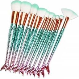 SUNISA Pinkish Soft Bristles 10 Pcs Mermaid Makeup Brushes Set for Womens & Girls - (Pack of 10)-11