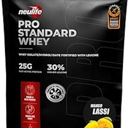 Neulife Pro Standard Whey Protein| Informed Sport Certified Whey Isolate Protein Powder with Hydrowhey Peptides & Added Leucine for Enhanced Muscle Recovery & Growth – 450g (Mango Lassi, 14 servings)-image-13