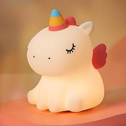 Toyshine Cute Sitting Unicorn Night Light Squishy Silicone 3 Level Dimmable LED Rechargeable Bedside Touch Lamp with Timer Function for Bedroom & Office-26