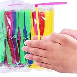 BRAND HOME Kid 12 Pcs/Set Plastic Bamboo Dragonfly Hand Rub Propeller Novelty Hand Helicopter Outdoor Flying Toy - Multicolor-picture-25