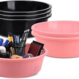 Homestic Pack of 6 Desk Organizer | Stationery Organizer | Multipurpose Storage Organizer | Office Supplies for Pen-Pencil-Staplers | Desktop Organizer | 6 LTR | Black & Light Pink-image-93