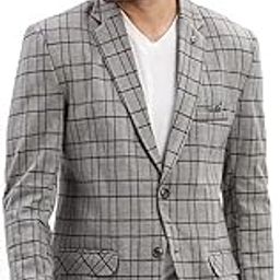 SHOWOFF Men's Checked Notched Lapel Beige Single Breasted Blazer-LBR-2419_Beige-image-30