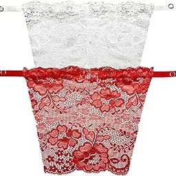 VIKIMO Cotton Clip-on Mock Whole Lace Pattern Camisole Cami Secret | Clip On Mock Lace Cami Secret Cleavage Cover Feel Confident with Cover Up for Deep Neck (Set of 2) (White-Red)-picture-3