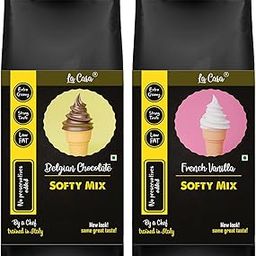 La Casa Soft Serve or Softy Premix - Vanilla+Chocolate | Combo Pack of 2 | Extra Creamy & Strong Flavor | 2x250g |-image-14