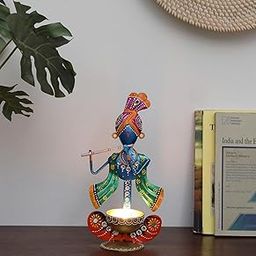Rocomo Decorative Iron Tea Light Holder | Multicolour Krishna Design for Festive Home Décor & Ideal Gifting Option-image-73