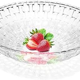 Pure Source India Glass Floral Fruit Bowl for Dining Table Decoration, Home Decor & Gifting Purpose- 1 Piece, Transparent, 10 Inch-image-42