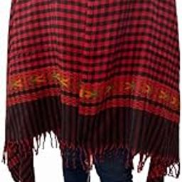 Black & Red and Black & Whait Check Kullu Shawl for Women'S Warm And Soft Check Shawl With Border Embroidery (Black & Red)-picture-23