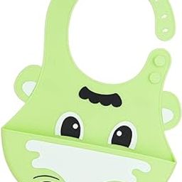 Secure Steps BabyBibs | Waterproof Spill Resistant Bib, Baby Apron With Bib, Silicone Baby Bibs for 6 to 36 Months, Fastdry Bibs | Adjustable Neckline | Pack of 1 (Green)-image-97