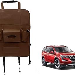 Oshotto Car Backseat Storage Organizer Phone Holder,Multi-Pocket for Bottles, Tissue Boxes,Kids Toy Storage and Great Travel Accessory Compatible with Mahindra XUV 500 (Brown)-picture-24