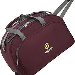 creeper Duffle Wheeler Bag for Travel 2 Wheel Luggage Bag Travel Bag with Adjustable Handle Polyester Lightweight Luggage Travel Duffel Bag for Men & Women (Brown)-picture-9