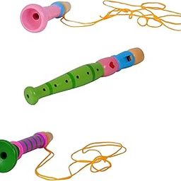 Viyaa Wooden Trumpets Toys for Kids 2+ Years Multicolor Musical Instruments Pack of 3-20