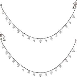 Silver Plated Pearl Anklet For Women and Girls-image-100