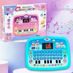 ToyMagic Educational Learning Tablet for Toddler|Kids Laptop Tablet Computer Plus Piano|Led Screen Teach Alphabet Numbers Word Music Math|,Multicolor-15