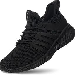 Mens Sneakers Walking Shoes - Memory Foam Athletic Tennis Running Workout Gym Ultra Lightweight Breathable Jogging Sports Shoes Slip on Casual Sneaker, All Black, 12-image-80