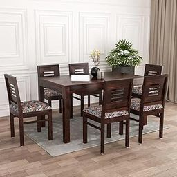 HANDWOOD FURNITURE Furniture Premium Dining Room Furniture Wooden Dining Table with 6 Chairs | Solid Wood 6 Seater Dining Set (Finish Color - Walnut Finish with Printed Cushions, DIY(Do-It-Yourself))-image-13