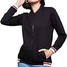 Women's Black V-Neck Full Sleeve Solid Multicolored Bomber Jacket-picture-19
