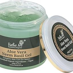 Rustic Art Organic Aloe Vera Neem Basil Gel | Soothing, Cooling | Anti Acne, Reduces Redness | For Kids, Women & Men | 100g-7