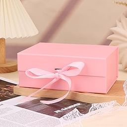HOME ELEMENTS Decorative Luxury Gift Box with Ribbon for Packaging Multipurpose Gift Hampers Foldable Gift Packing Boxes Perfect for Presents Diwali Christmas Wedding Birthdays Special Occasions (Pink)-25