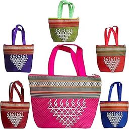Women’s Purses for Return Gift Women Hand Bags with Double Pockets Zipper for Ladies Gifting for Baby Shower Shagun Purse Gifting Haldi Mehandi Wedding Ugadi Festivals, Multicolors-image-14