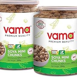 Vama Soya Mini Chunks | 99% Fat-free | Vegan | Gluten-free | Pack of 2 | Healthy products | 250 g Each-image-27