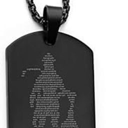 Hanuman Chalisa and Gada Micro-carved Tag Stainless Steel Necklace for Men | Locket and Pendant Necklace for Men and Guys | Hanuman Necklace with Chain in Black-image-17
