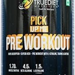 TRUEDIET Pick Up Me Pre Workout Powder | Pre Workout Supplement for Men and Women | Preworkout Supplement with Taurine & Creatine Monohydrate for Energy, Focus & Strength – 30 Servings - 450g (450gm, Orange Juicy)-1