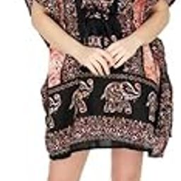 Women's Polyester Elephant Printed Short Maxi Kaftan for Sleepwear/Nightwear/Beach Wear - Pink (Free Size)-picture-45