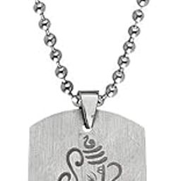 Hindu Lord Shree Ganesh Shiv Gauri Son Black And Silver Stainless Steel Pendant Necklace Chain For Men And Women SPn2022385-image-96