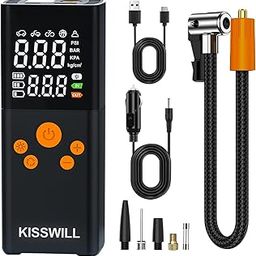 KISSWILL Tire Inflator Portable Air Compressor Pump for Car Tires, Digital Tire Pressure Gauge Air Compressor (160 PSI), Motorcycle/Bicycle Air Pump with LED SOS Flash Light-image-24